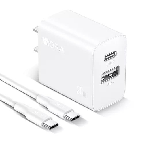 1 HORA Cargador 2 En 1 Carga Rápida 20w Salida Dual + Cable Tipo C GAR162