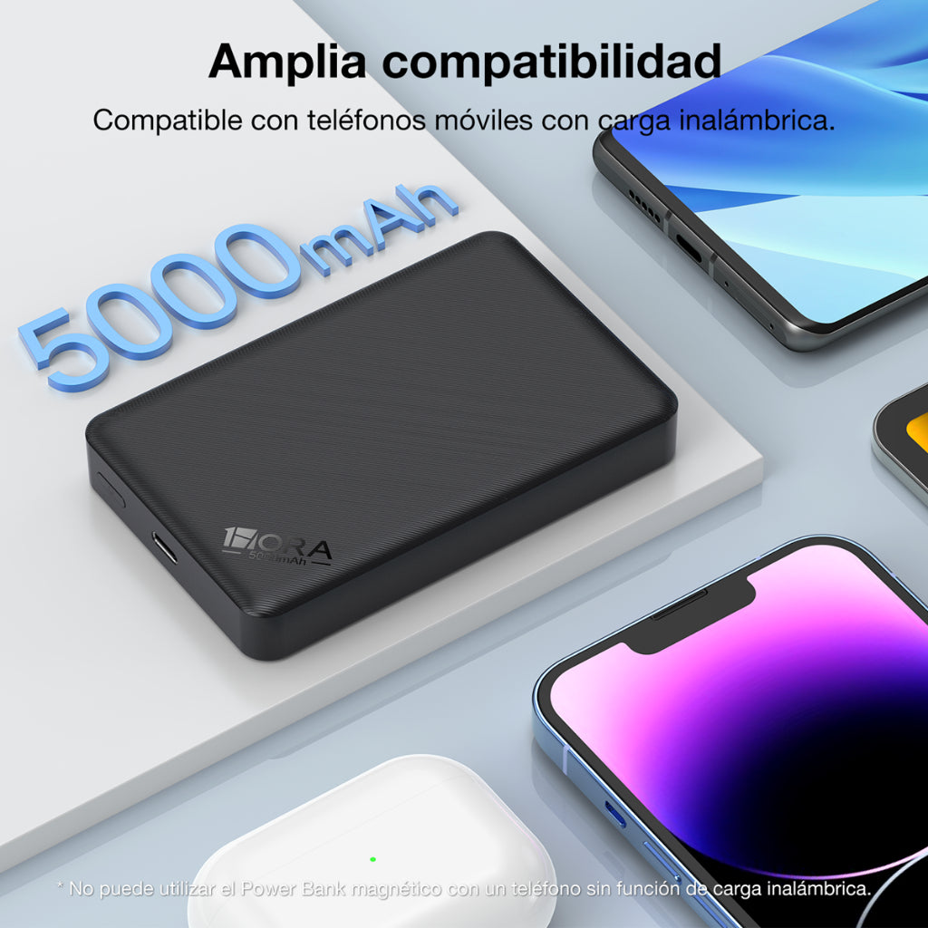 1Hora Batería Portátil Magnético Inalámbrico Powerbank Con cable USB-C 5000mAh GAR276 Power Bank