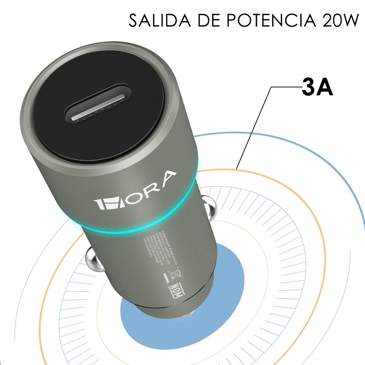 Combo cargador para auto 3A tipo C - GAR156
