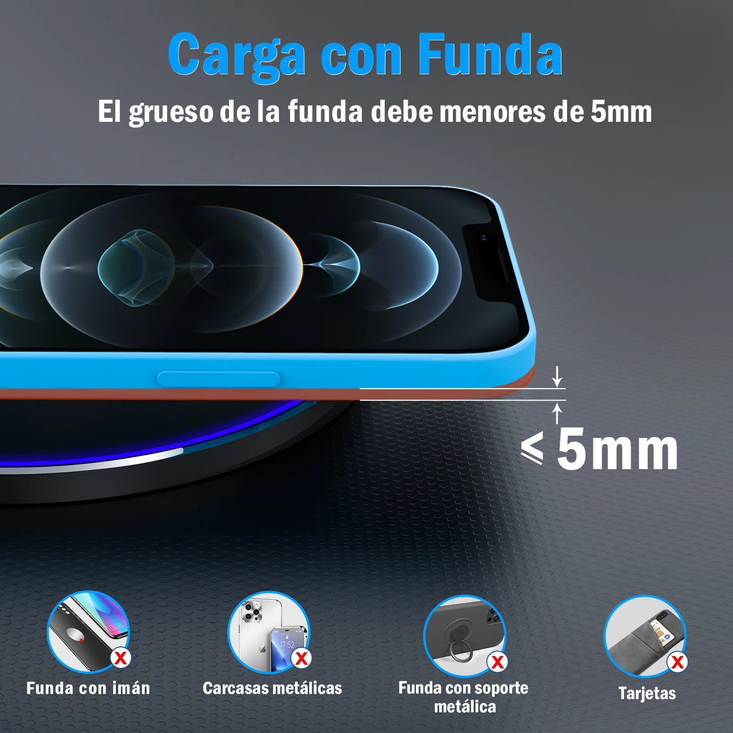 Cargador inalámbrico carga Rápida 10W - GAR151