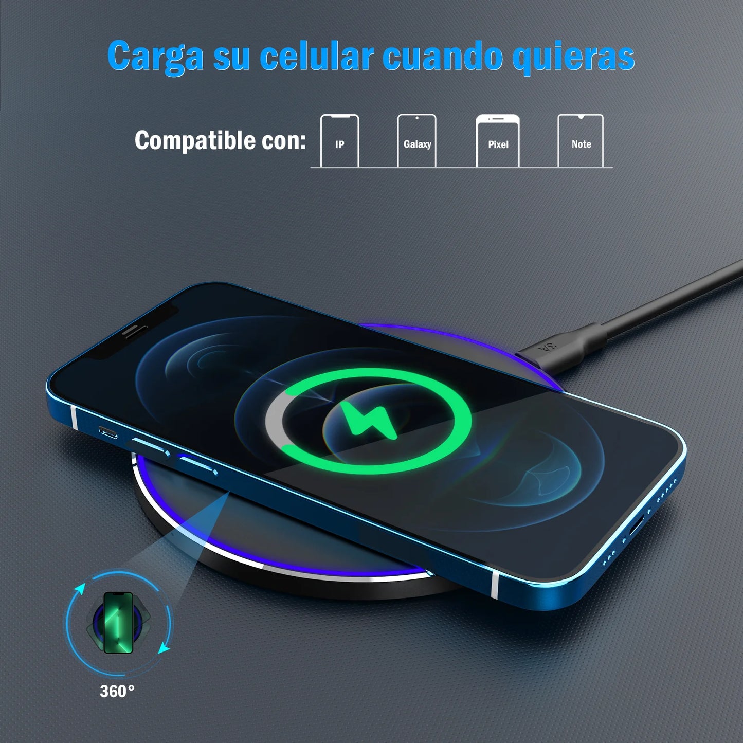 Cargador inalámbrico carga Rápida 10W - GAR151