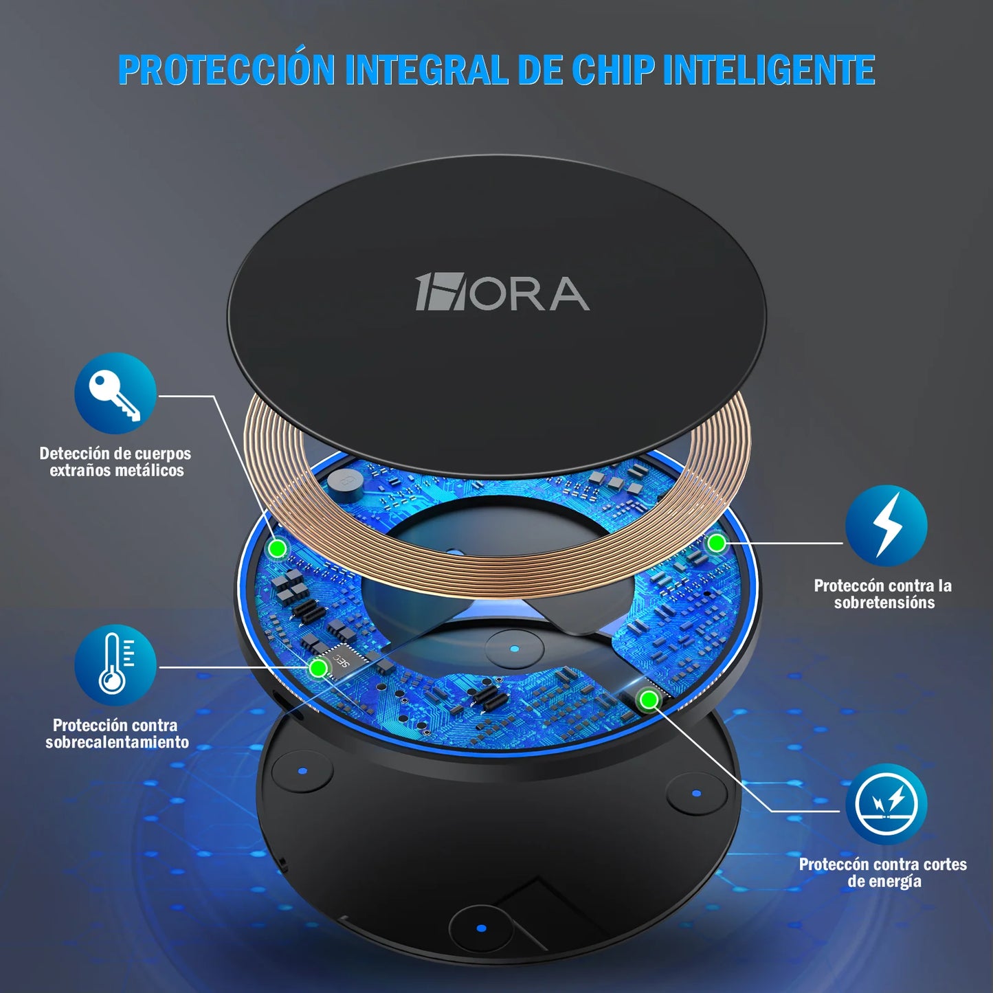 Cargador inalámbrico carga Rápida 10W - GAR151