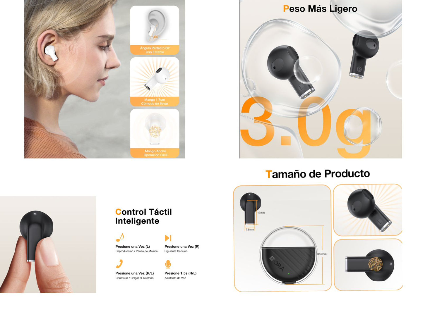 1Hora Audifono Bluetooth Auriculares V5.3 Mini AUT209