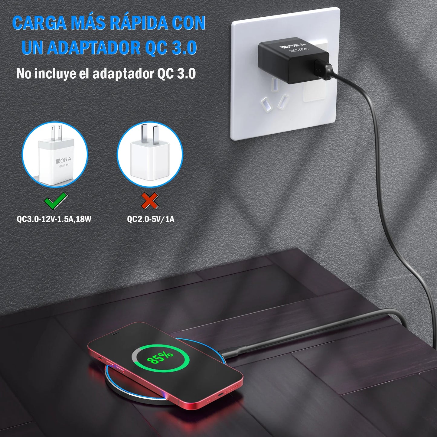 Cargador inalámbrico carga Rápida 10W - GAR151