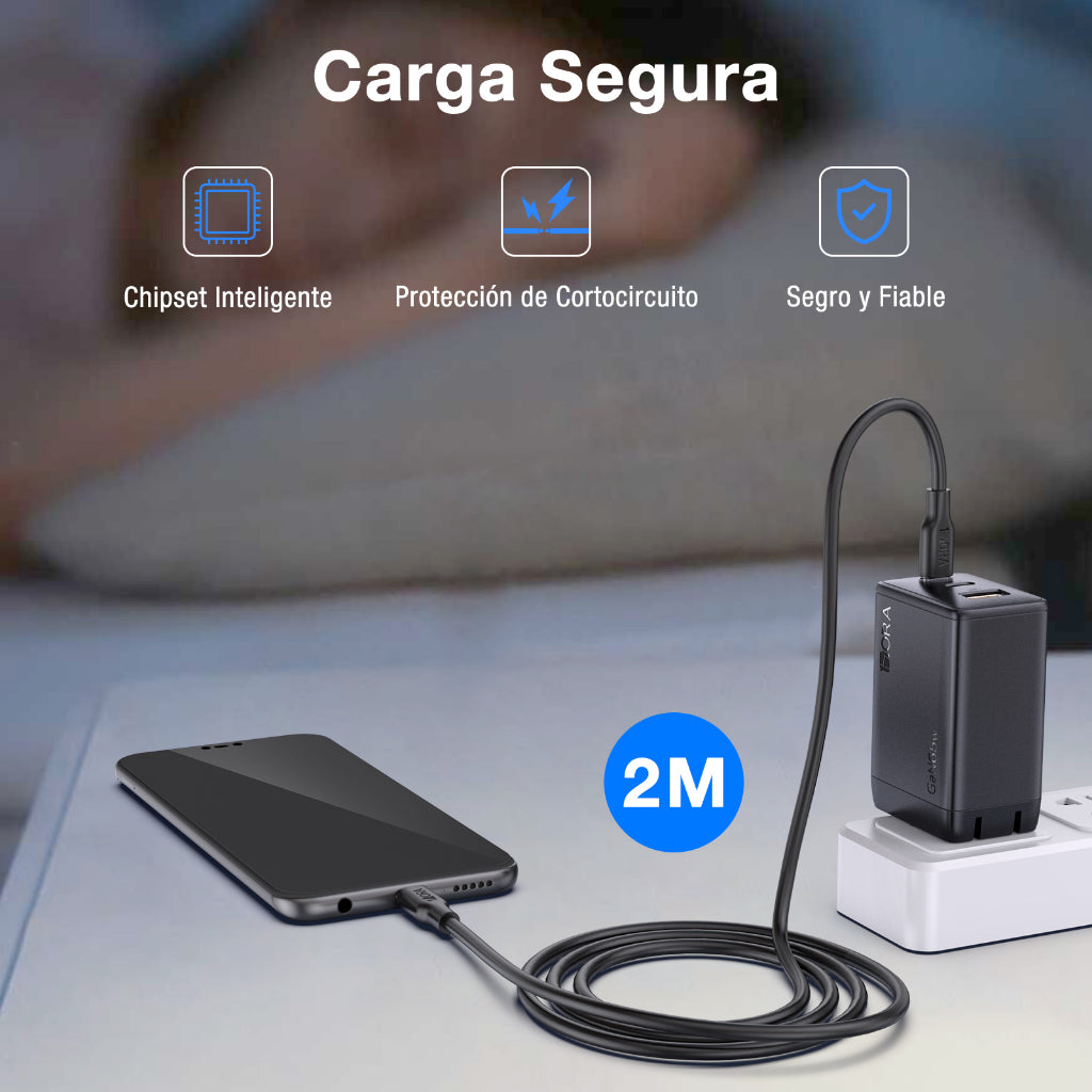 1Hora GaN Cargador 65W PD Adaptador De Carga Rápida 3 puertos gar322