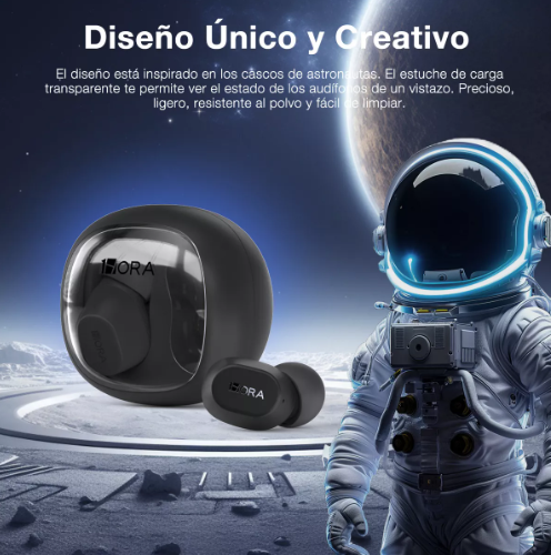 1HORAAudifonos Inalambricos In Ear Manos Libres Bluetooth 5.3 Color Negro AUT208