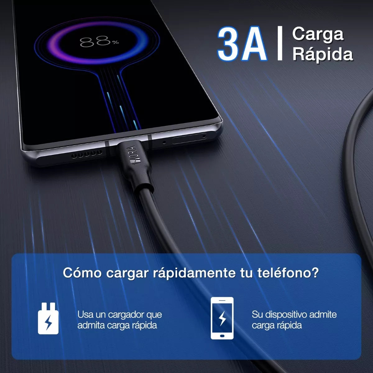 Cable Tipo C a Tipo C 3A (1 METRO) - CAB252