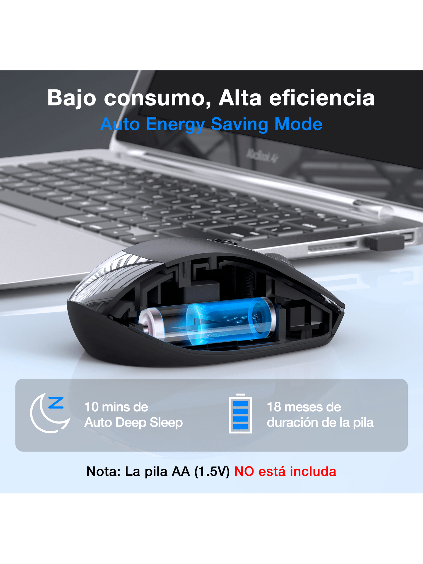 1Hora ratón inalámbrico 2.4G silencioso Sensible DPI 1600 RAT001