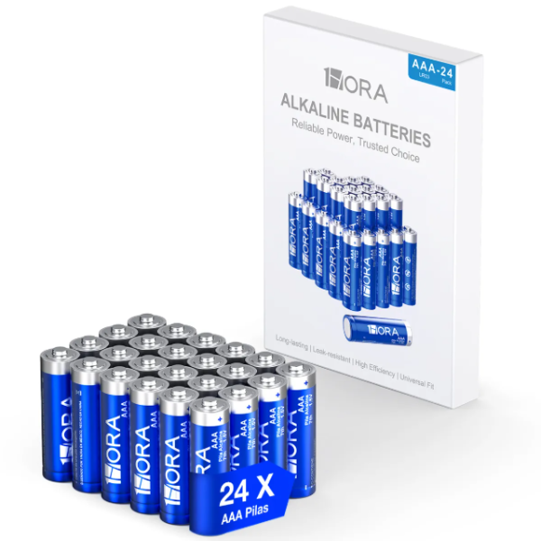1HORA Pilas AAA Cilíndricas BAT001A 1.5v Pack 24 pz Azul