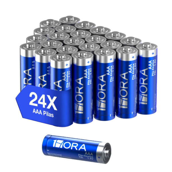 1HORA Pilas AAA Cilíndricas BAT001A 1.5v Pack 24 pz Azul