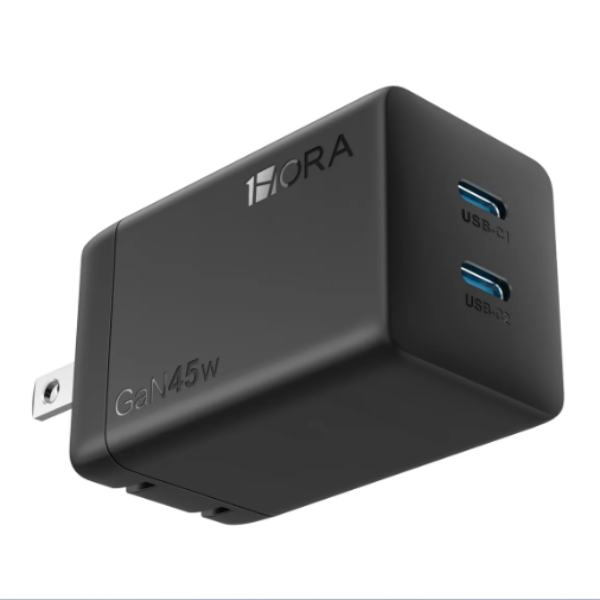 1HORA Cargador Rápido Gan 45w Dual Usb-c SIN CABLE GAR171