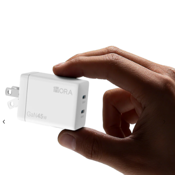 1HORA Cargador Rápido Gan 45w Dual Usb-c SIN CABLE GAR171