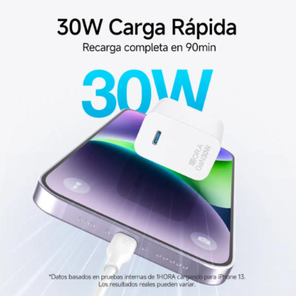 1HORA Carga Rápido con Cable 1M USB C a IP  PD 30W GAR166