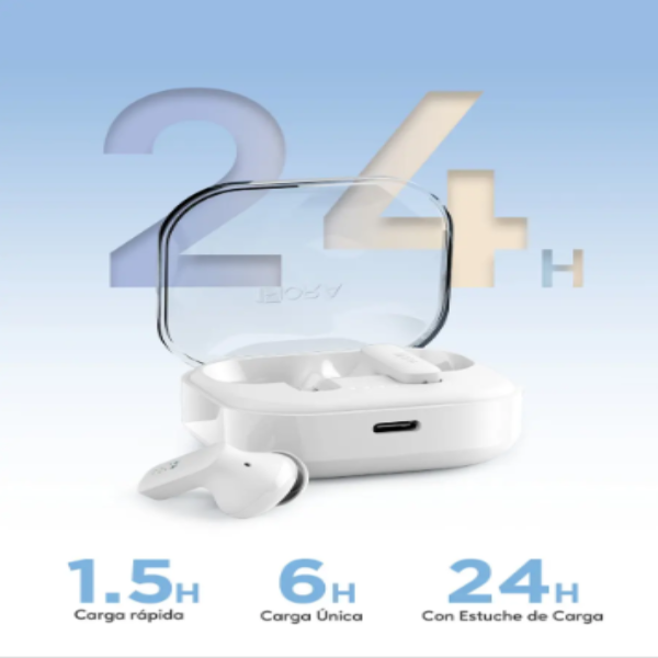 1HORA Audífonos Inalámbricos Bluetooth 6.0, Auriculares In-ear Manos libres, Estuche Transparente AUT213