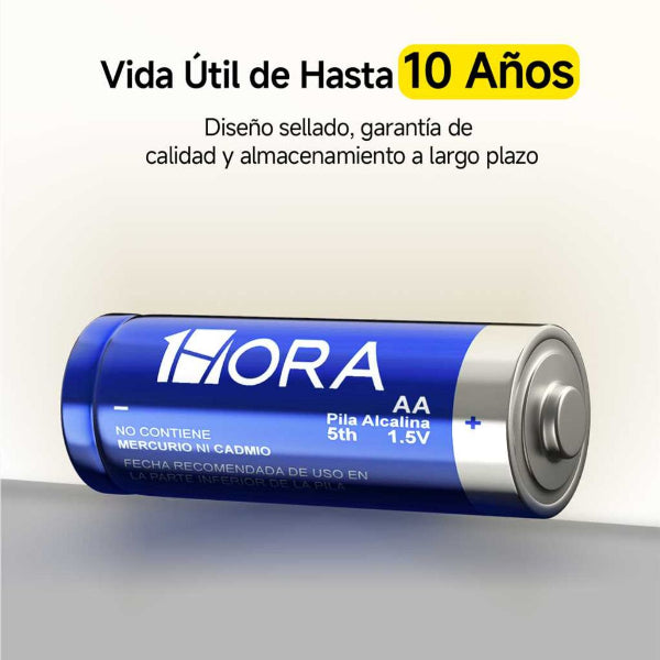 1HORA Pilas AA Cilíndricas BAT001A 1.5v Pack 24 pz Azul
