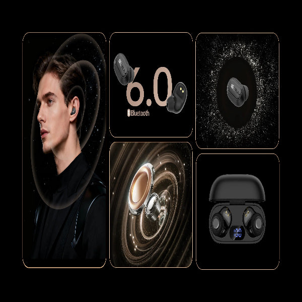 1HORA Bluetooth 6.0 Auriculares In-ear Indicador LED Manos Libres Negro AUT212